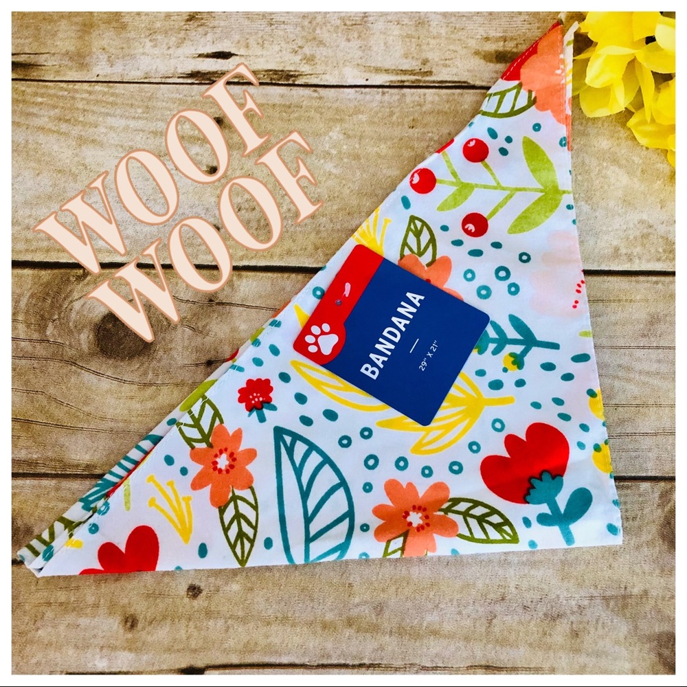 Adjustable Soft Bright Floral Dog Scarf